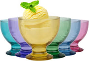 Set di 6 bicchieri dessert geribattuti colorati - ideali per gelato e dessert - 6 pezzi - 475 ml