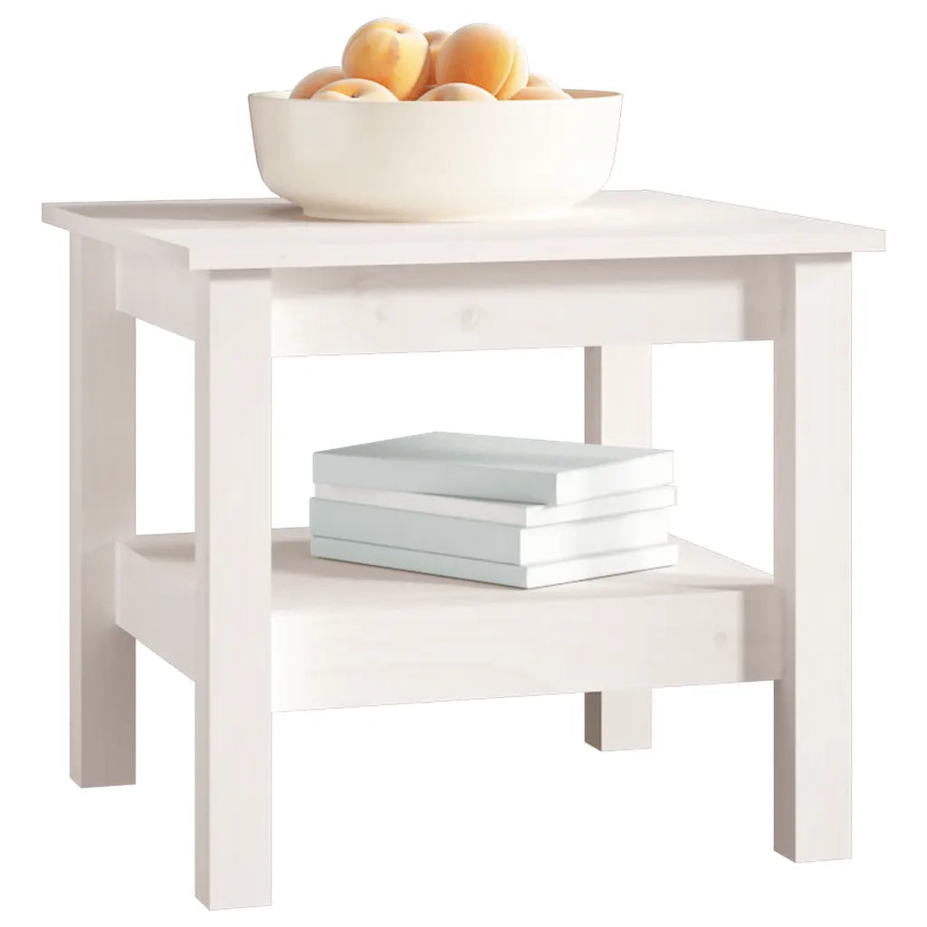 Tavolino da Caff¨¨-Tavolino da soggiorno-Tavolo da Caff¨¨ bianco 45x45x40 cm in legno massello di pino