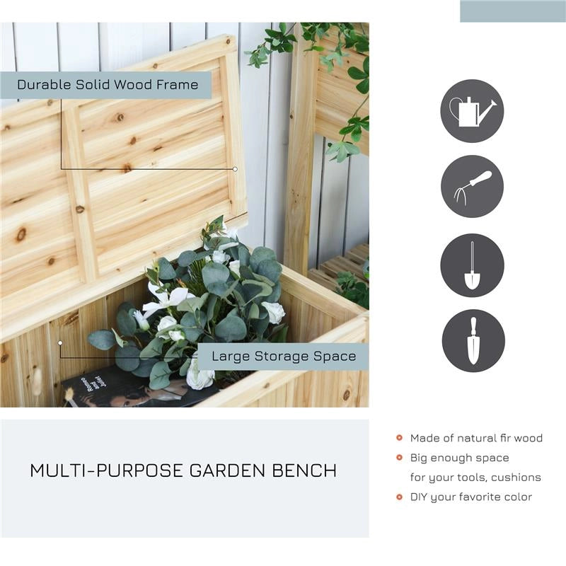 PANCHINA CONTENITORE IN LEGNO DA GIARDINO CON SCHIENALE 115X45X75 CM