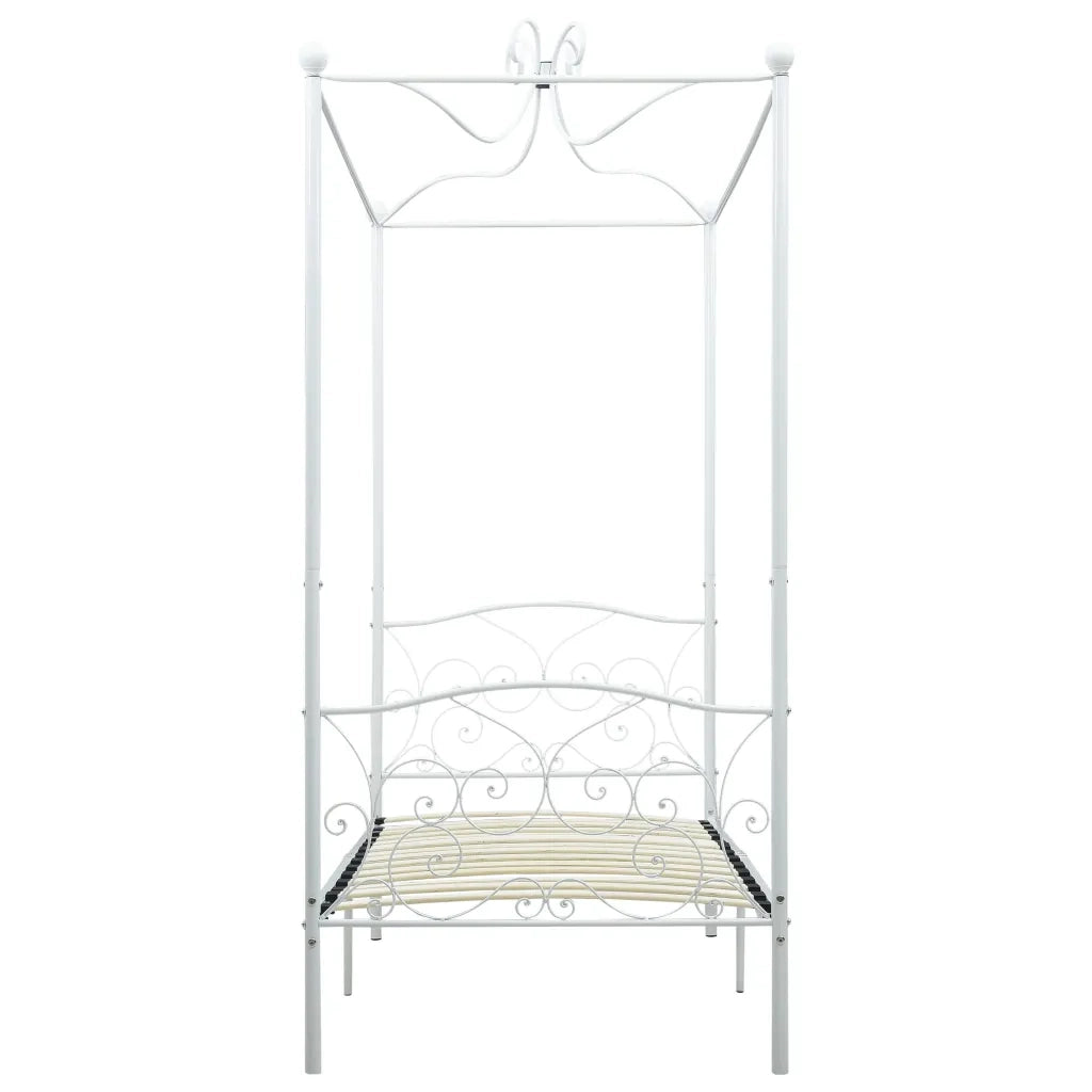 Letto a Baldacchino Bianco in Metallo 90x200 cm cod mxl 61411