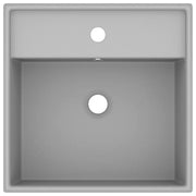 Lavabo con Troppopieno-Lavandino-Lavello Cubico Grigio Opaco 41x41 cm in Ceramica
