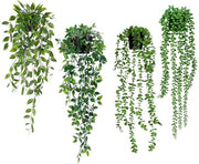 4 pezzi di piante da appendere con vasi, piante artificiali a foglie di eucalipto in un vaso, piante artificiali come vere, piante da appendere per decorazione di casa e giardino