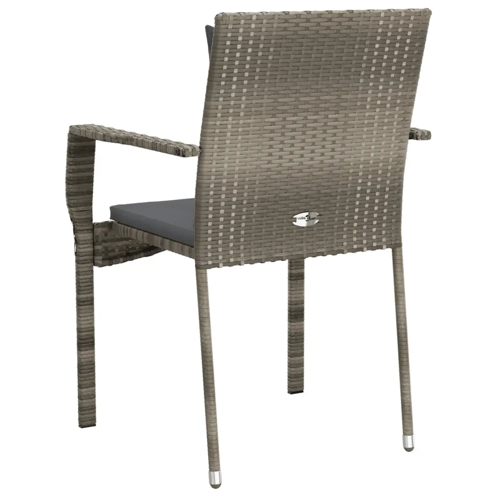 Sedie da Giardino con Cuscini 4 pz in Polyrattan Grigie 319880
