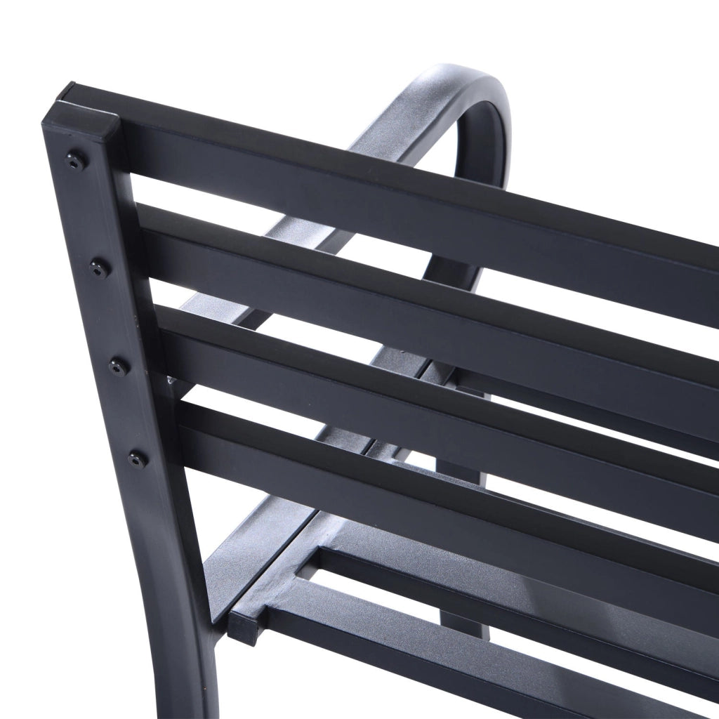 Panca da Giardino 2 Posti in Metallo 127x62x82 cm  Nero
