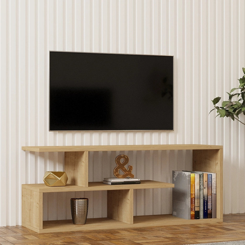 Foglizzo, Mobile Porta tv 2 Ripiani, 100x30x40h cm Marrone Rovere