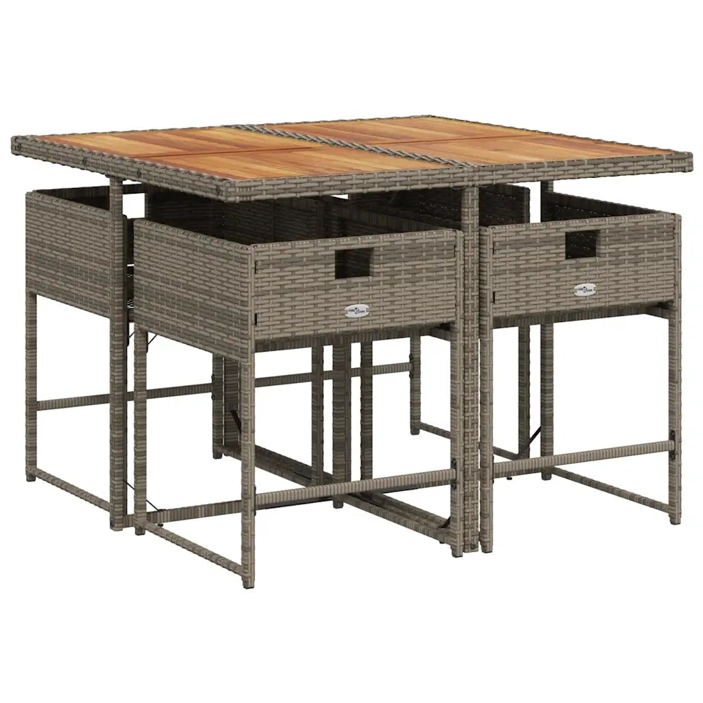 Set da Pranzo da Giardino 5 pz con Cuscini in Polyrattan Grigio 3211262