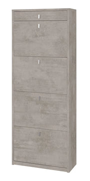 Scarpiera mobile porta scarpe 4 ante a ribalta e 1 Cassetto H164 L63 P29 Cm colore Cemento Sk568k Sarmog