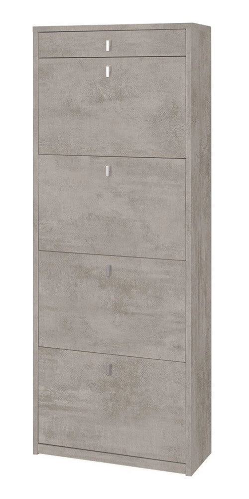 Scarpiera mobile porta scarpe 4 ante a ribalta e 1 Cassetto H164 L63 P29 Cm colore Cemento Sk568k Sarmog