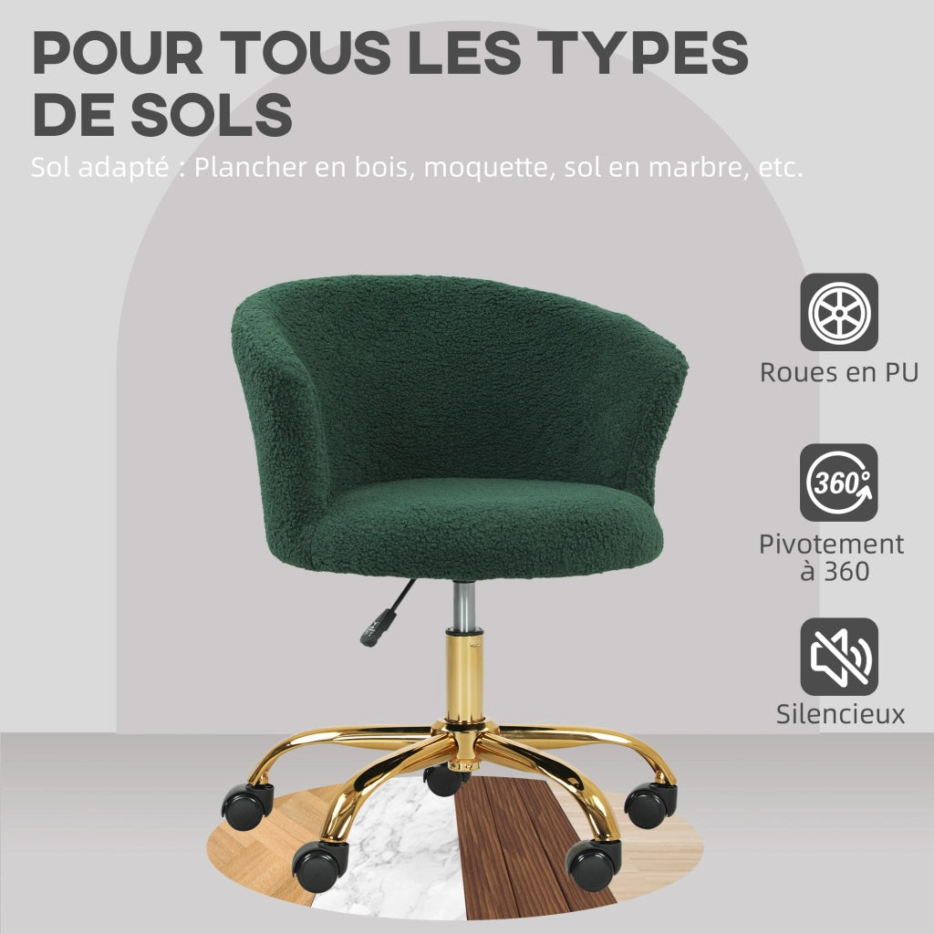 Sedia da ufficio ergonomica ¨C Zephmum ¨C Verde, regolabile in altezza, girevole
