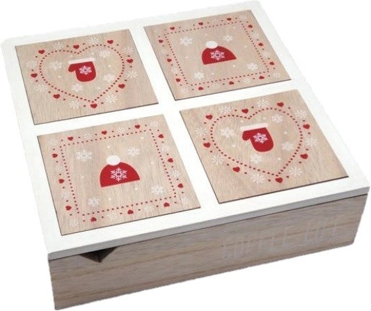 Mobiletto Mobile in Legno 4 Scomparti Natalizio Natale 24 x 24 x 7 cm