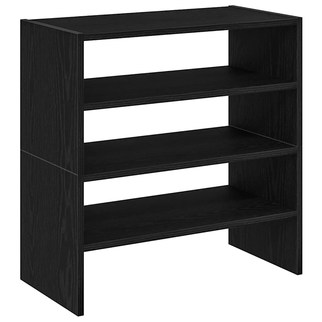 Scarpiere 2 pz Impilabili-Set di 2 Scaffale per scarpe in Rovere Nero 60x30x30,5 cm