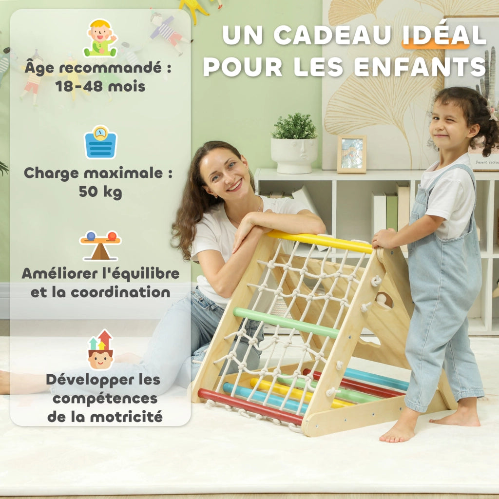 Casetta per bambini con rete di arrampicata e scivolo ¨C zephmum ¨C set 5 in 1