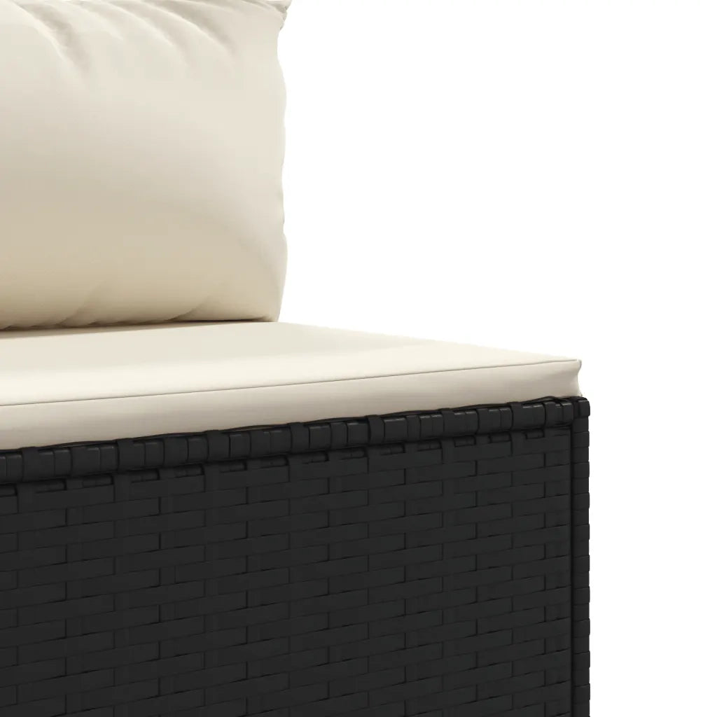 vidaXL Set Divani da Giardino 4 pz con Cuscini Nero in Polyrattan