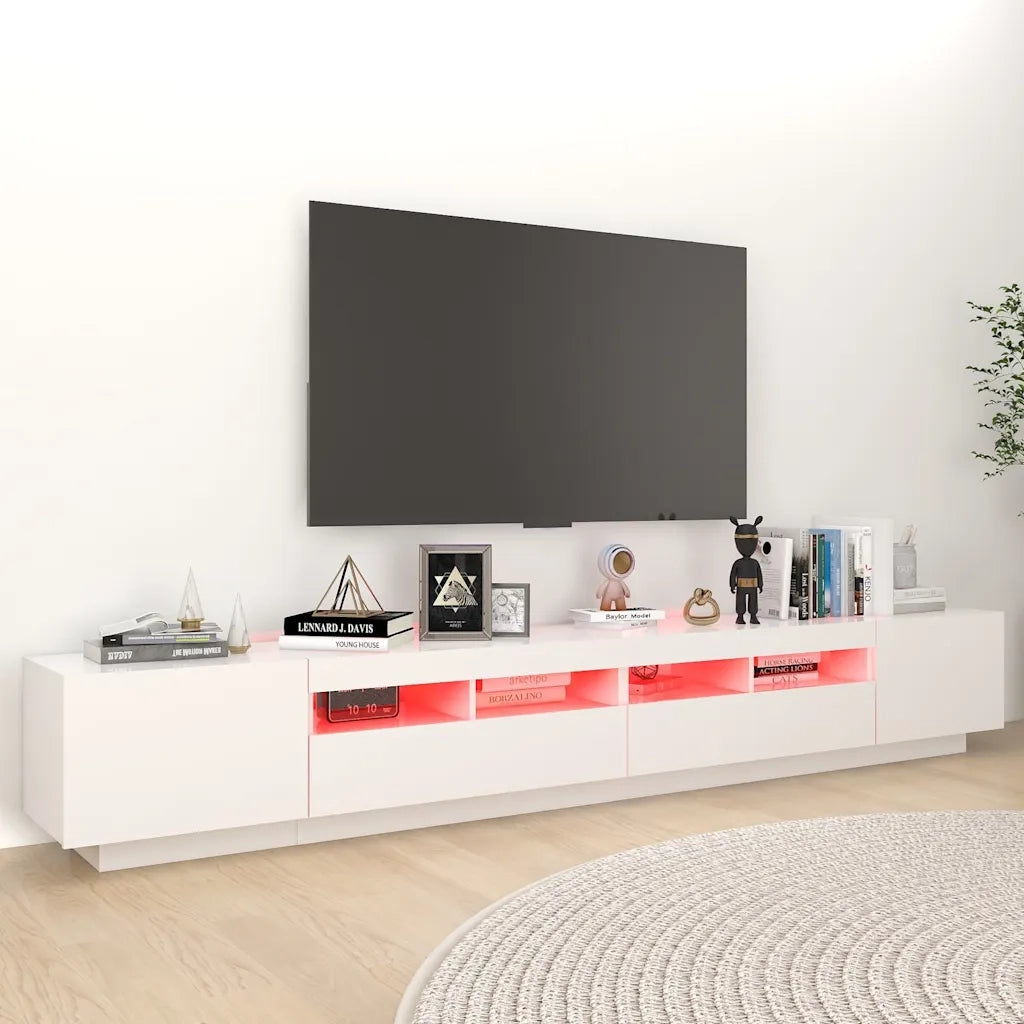 Mobile TV | Armadietto TV | Mobile Porta TV con Luci LED Bianco 260x35x40 cm