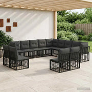 Set di divani da esterno Nero e Grigio scuro Poliestere 3437601