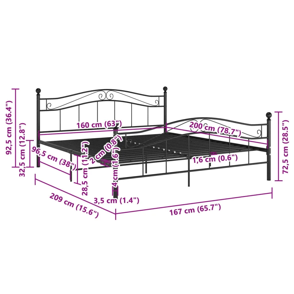 Giroletto-Struttura Letto Nero in Metallo 160x200 cm 420027