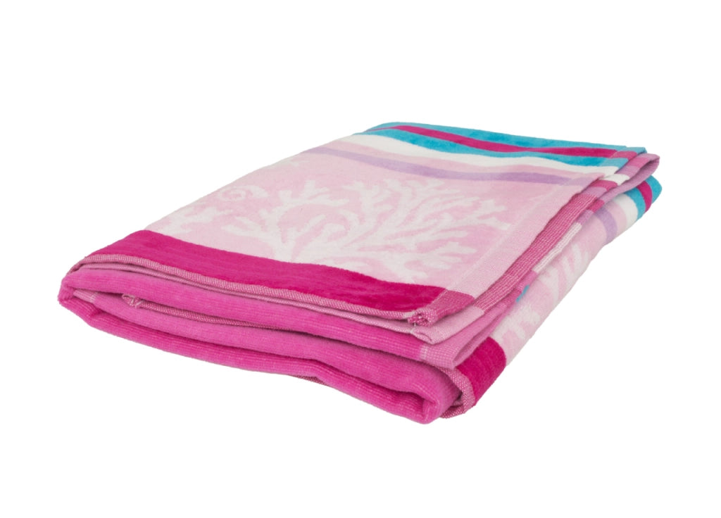 Telo Mare Jacquard Spugna Asciugamano Spiaggia Disegno Malta - Telo Mare - Rosso-Beige