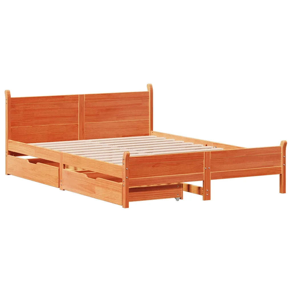 vidaXL Letto senza Materasso Marrone Cera 150x200 cm in Legno di Pino