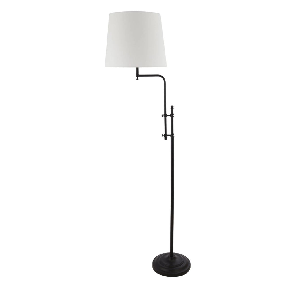 Lampada da terra Munich - Metallo nero opaco e paralume in lino naturale