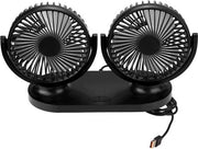 Ventilatore per auto con doppie porte USB - raffreddatore 12V con aria condizionata automatica - ventilatore portatile [Nero] Ventilatore per auto