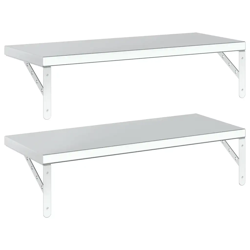 Mensole a Muro 2 pz 75x30 cm Argento in Acciaio Inossidabile 3214506