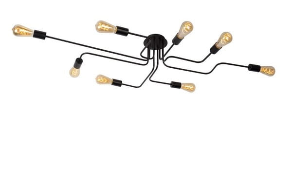 Lampadario Lucide Lester nero 8xE27 dimmerabile metallo