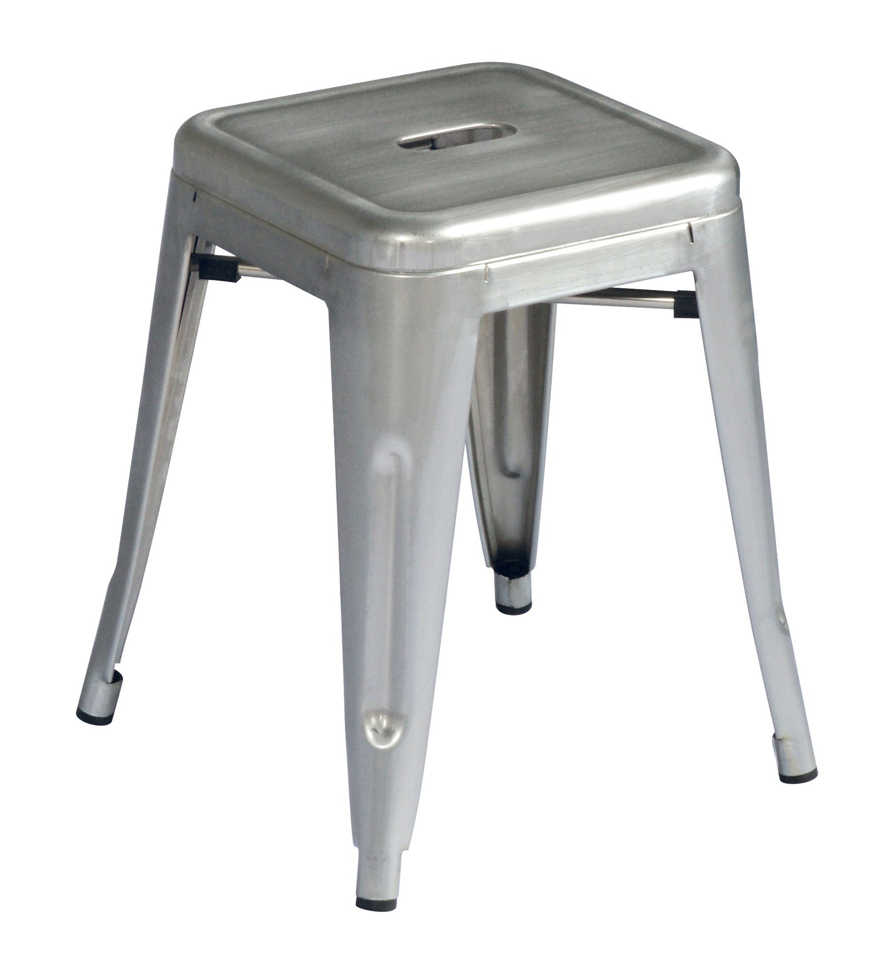 Set 4 Sgabelli Impilabili 39x39x46 cm in Lamiera Galvanizzata Silver