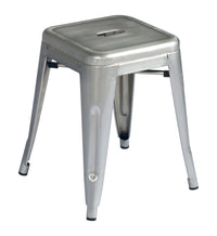 Set 4 Sgabelli Impilabili 39x39x46 cm in Lamiera Galvanizzata Silver