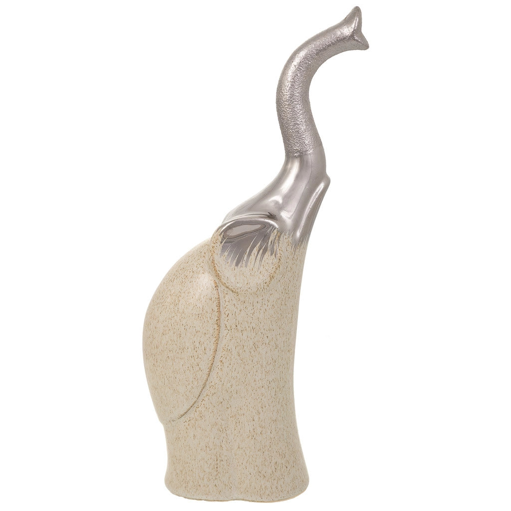 Elefante decoro ceramica argento 17x8x35,5h