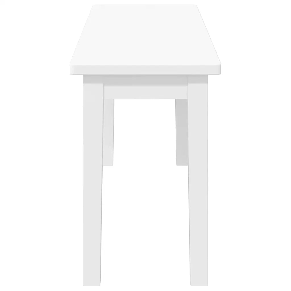 Panca-Sgabello 110 cm Bianco in Legno Massello di Hevea 630140