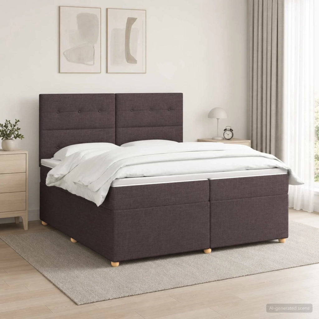 Letto box spring con materasso Marrone Scuro 200 x 200 cm 3455430