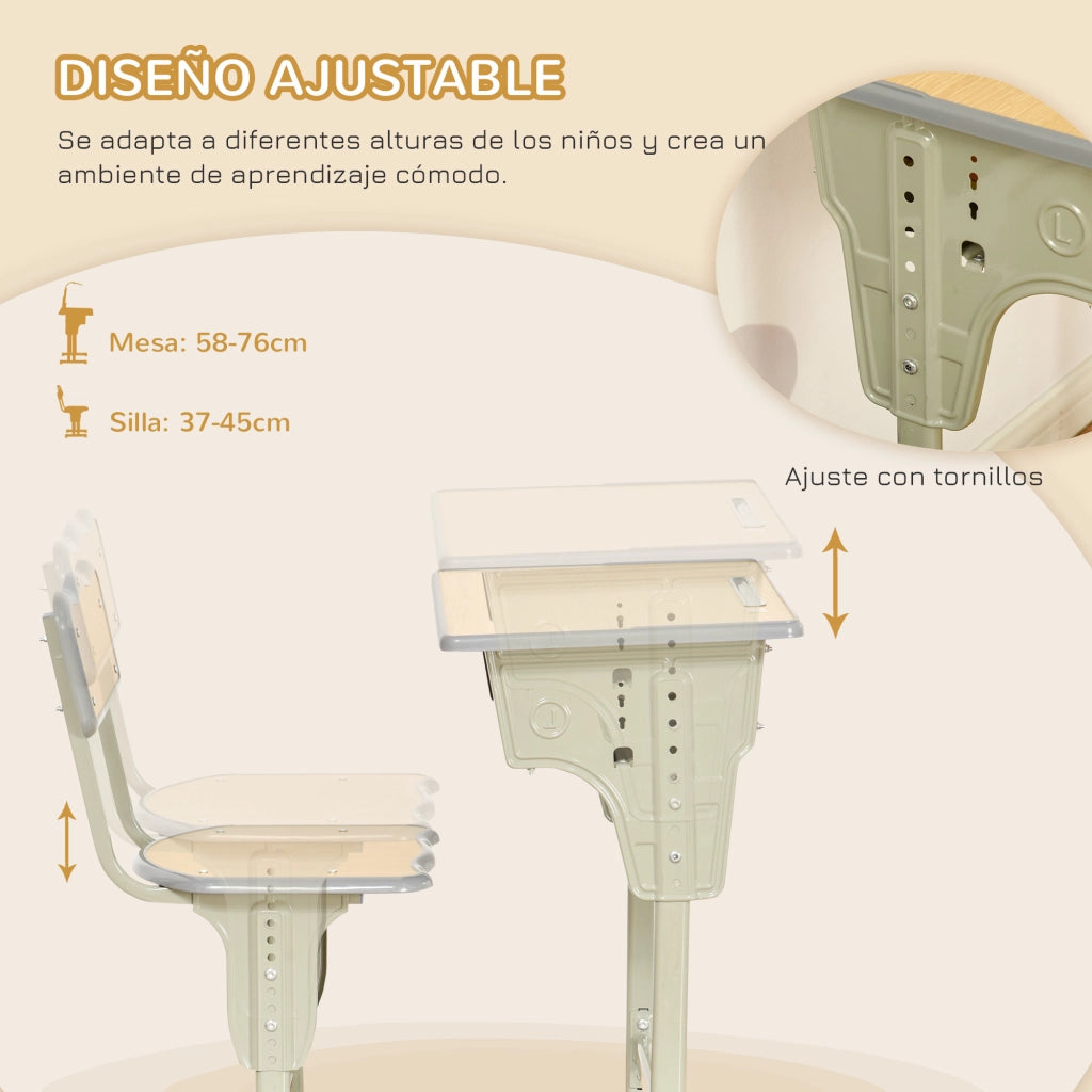 Scrivania Bambini con Sedia ¨C zephmum ¨C Legno Naturale