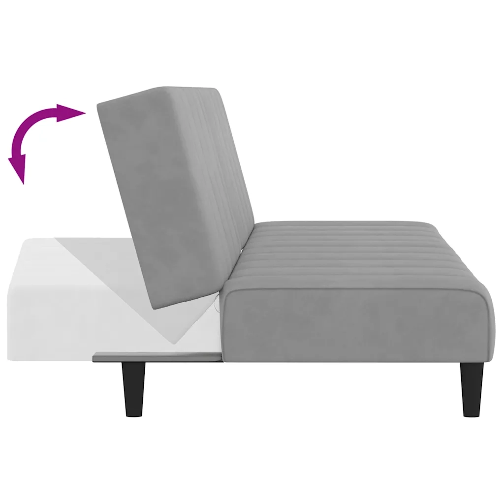 Divano letto | Sof¨¤ letto | Letto singolo a 2 Posti Grigio Chiaro in Velluto