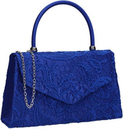 Clutch femminile elegante con bordo, blu reale, unico modello