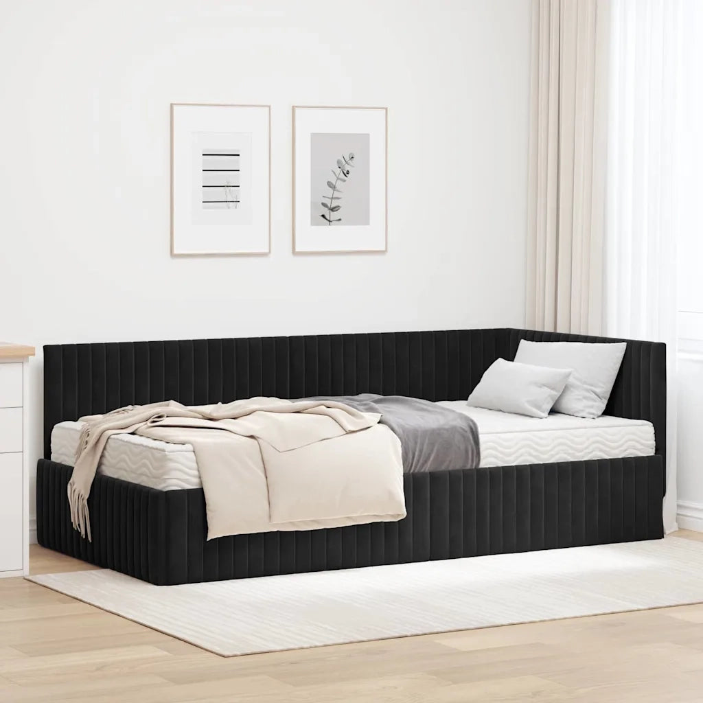 Struttura Letto Angolare con Materasso 2 pcs Nero Velluto 3393823