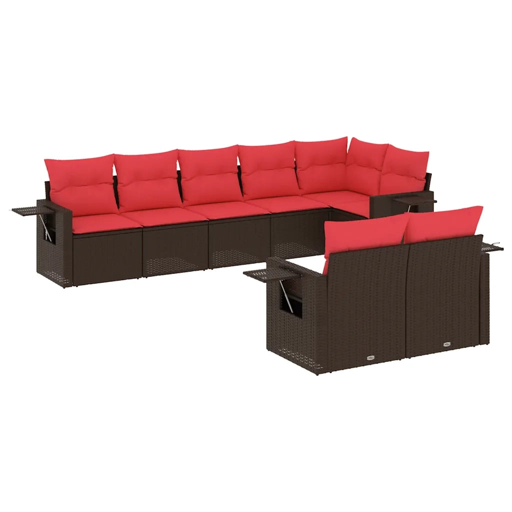 Set Divani da Giardino 8 pz con Cuscini Marrone in Polyrattan 3220423