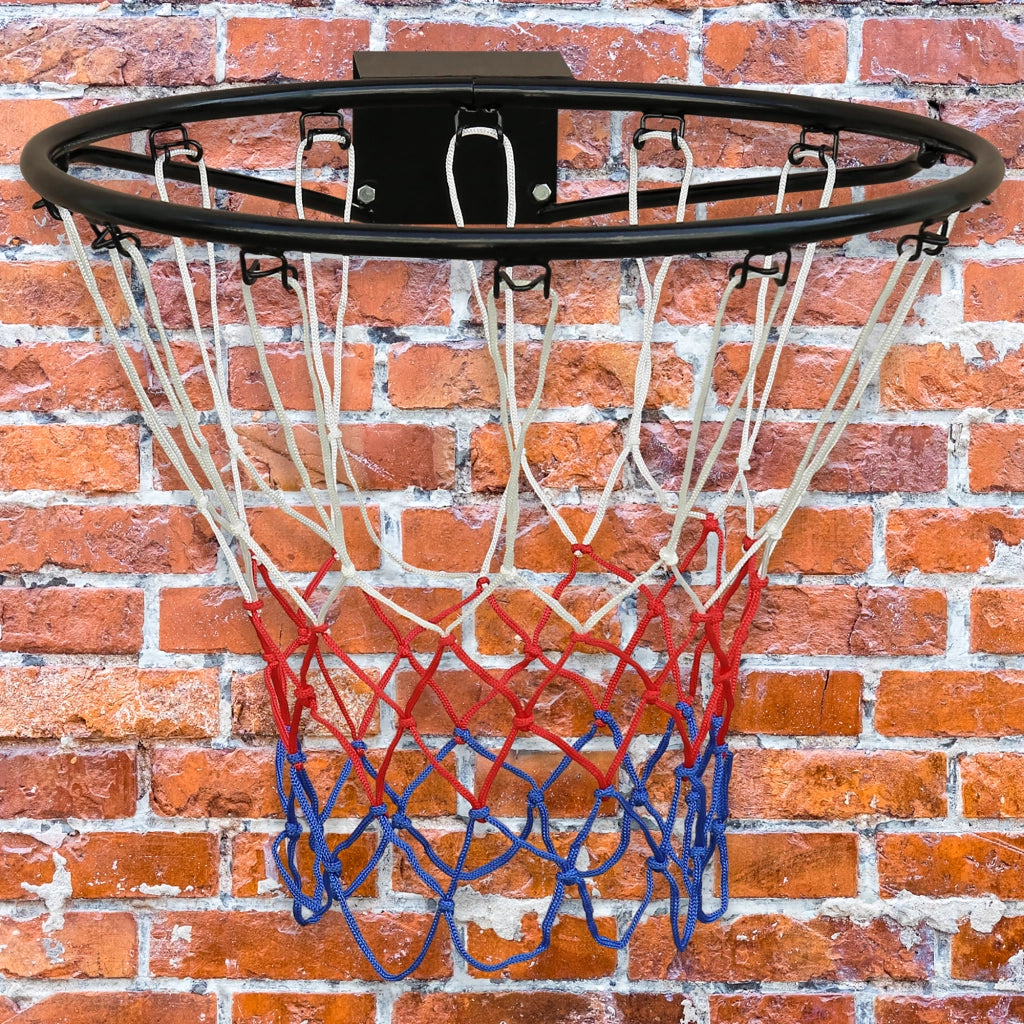 Area giochi canestro da basket con telaio in acciaio e rete in nylon da parete nero 45 cm e montaggio semplice