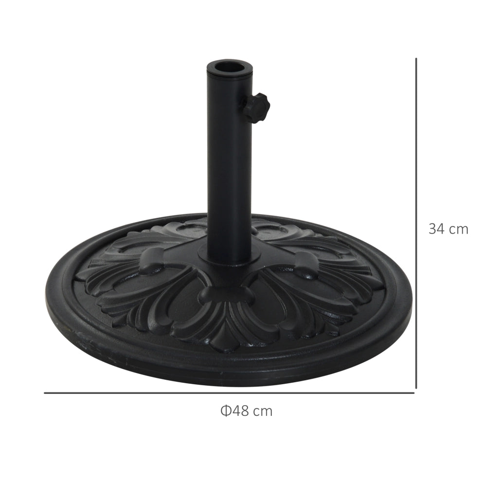Base per Ombrellone Rotonda ?48x34 cm in Plastica da 13kg per Pali da ?35/38/48 mm, Nero