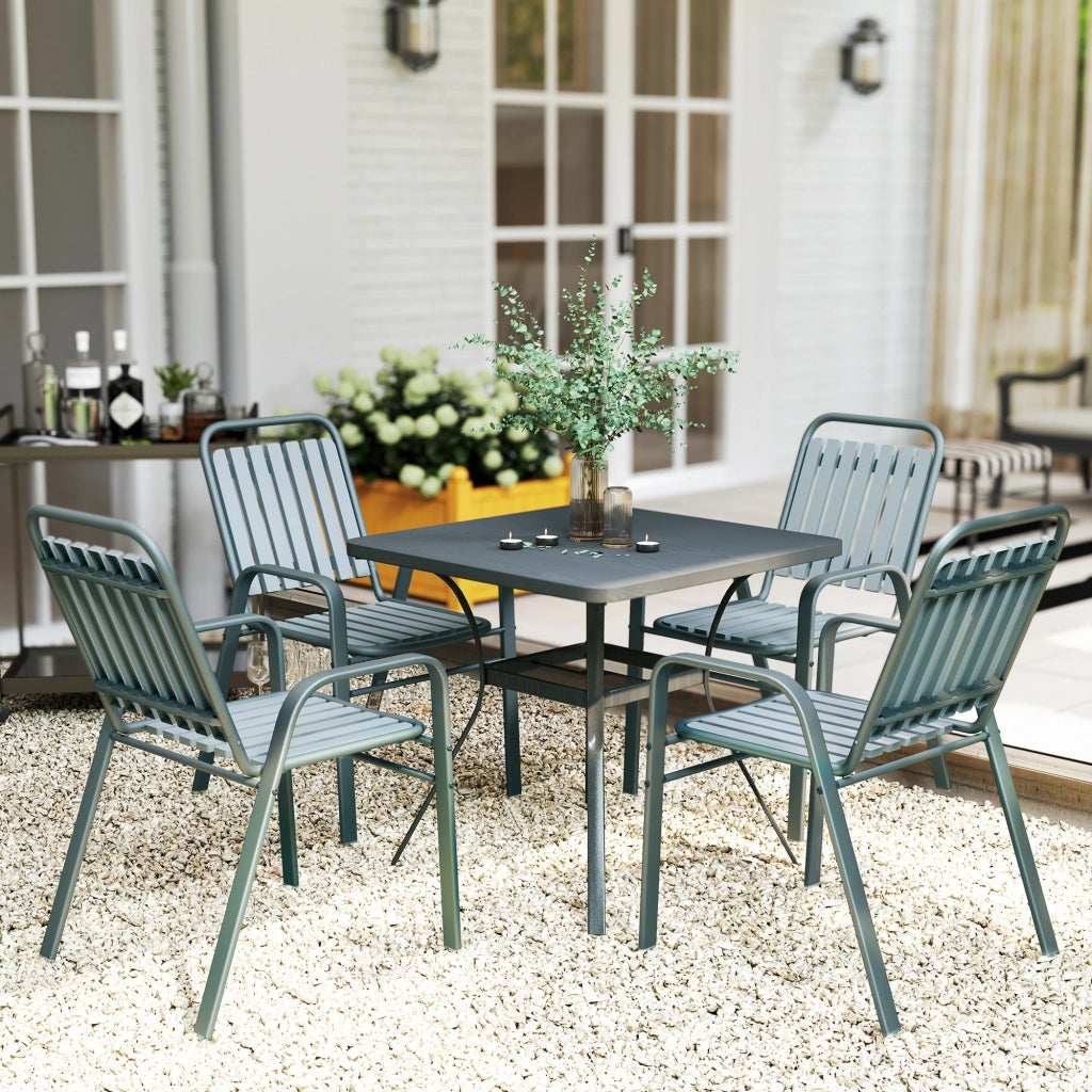 Sedia da giardino impilabile con schienale alto e braccioli ¨C zephmum ¨C grigio 56x66x91 cm