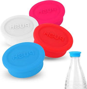 Siliconen Bocchette di Chiusura per Bottiglie di Acqua Frizzante - Set da 4 - Riciclabile - Adatto per Bottiglie in Vetro Sodastream - Rosso, Rosa, Blu, Bianco