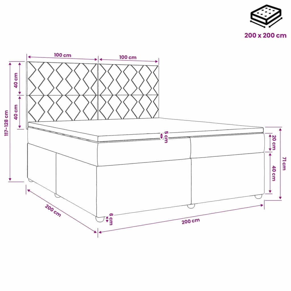 Letto box spring con materasso Nero 200 x 200 cm Velluto 3454681