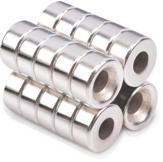 Magneti Neodymium 10x5mm, 20 Stuks con Foro e Viti Incastonate M4, Magneti Incastonati a Foro Circolare per Schroefmagneten per Tavolo di Magneti per Cucina, Scatola e Magneetti Incastonati