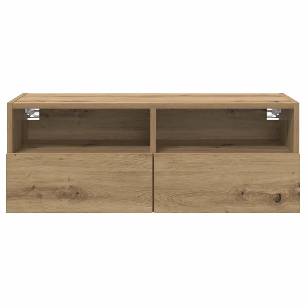 Mobile TV moderno a parete con pratico vano contenitore 80 x 30 x 30 cm finitura rovere ingegnerizzato realizzato artigianalmente 02_0052792