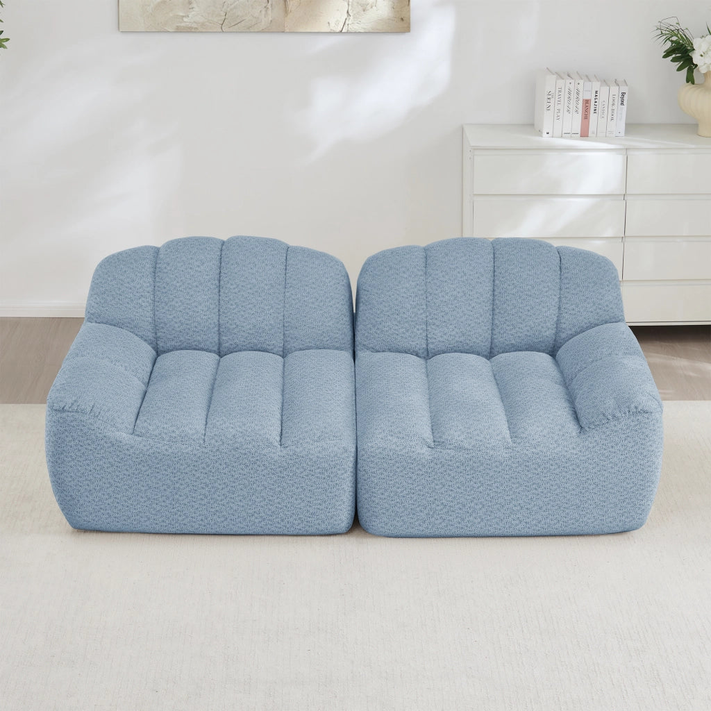 Divano modulare senza struttura con seduta profonda design ergonomico senza montaggio in pile granulato blu