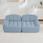 Divano modulare senza struttura con seduta profonda design ergonomico senza montaggio in pile granulato blu