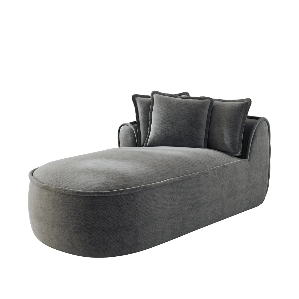 Divano modulare in ciniglia grigio chaise longue sinistra con cuscini