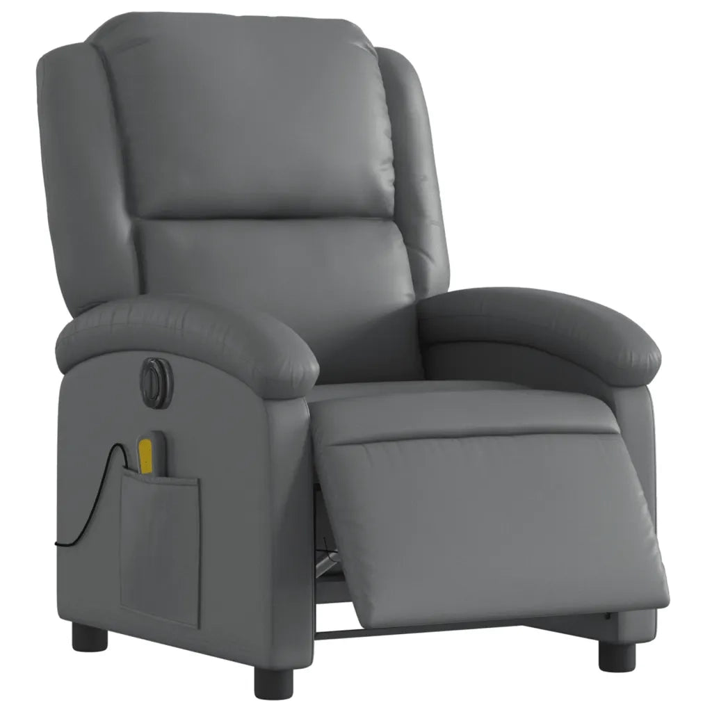 Poltrona Massaggiante Elettrica Reclinabile Grigio Similpellecod mxl 91856