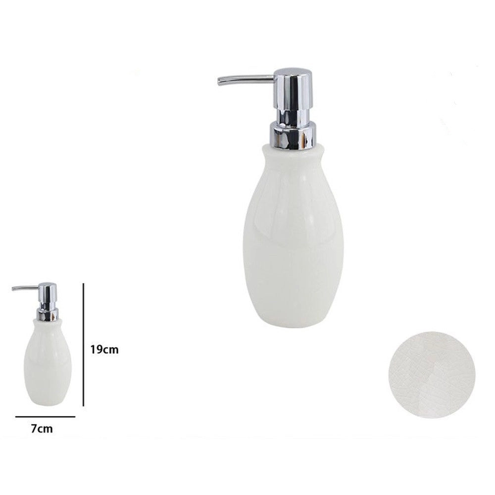 Trade Shop - Dispenser Porta Sapone Liquido In Abs Bianco Pelle Arredo Da Bagno Elegante 87786 -