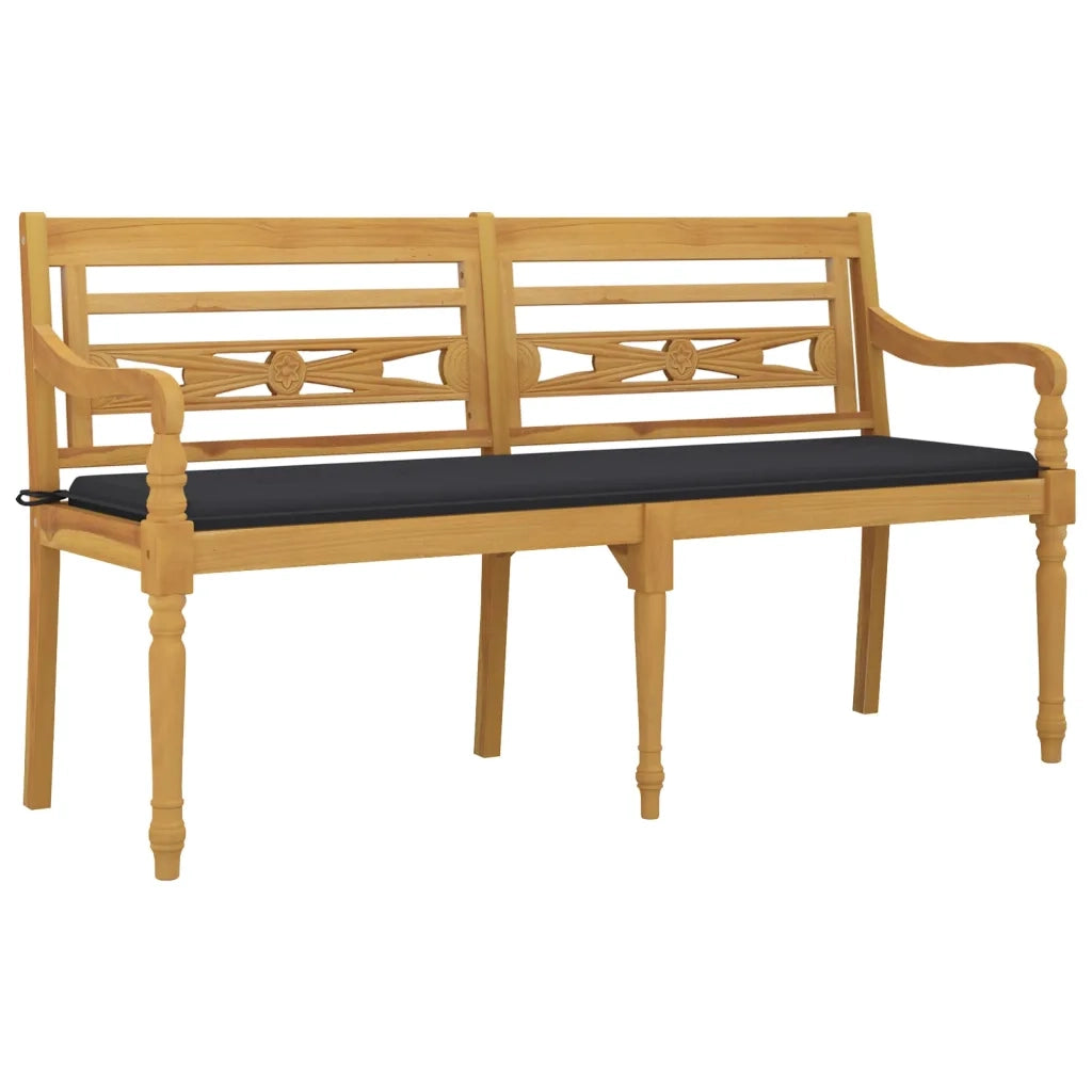 Panchina Batavia Cuscino Antracite 150 cm Legno Massello Teak 3100826