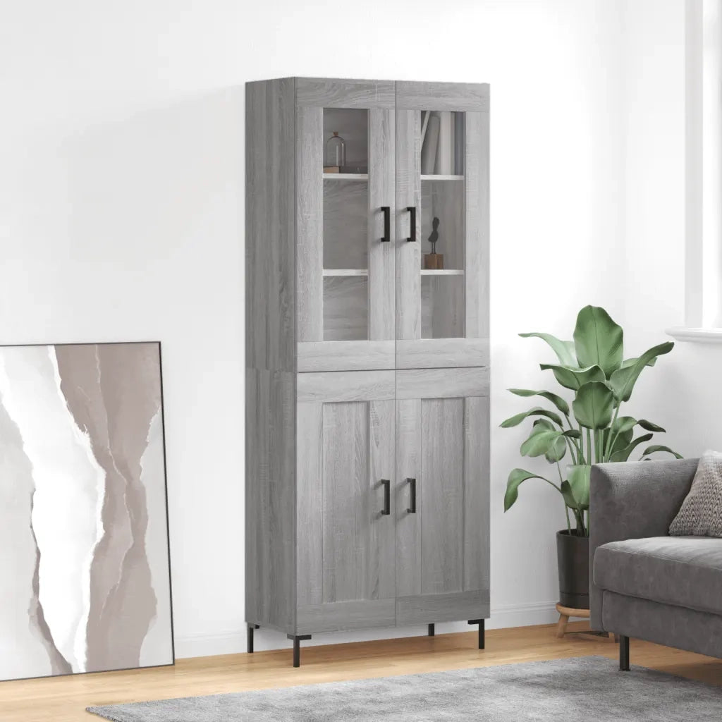 Credenza Grigio Sonoma 69,5x34x180 cm in Legno Multistrato 3198343